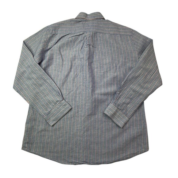 J. McLaughlin Shirt Mens XL XLARGE Blue‎ Striped Linen Cotton Blend Button Down - Picture 3 of 16